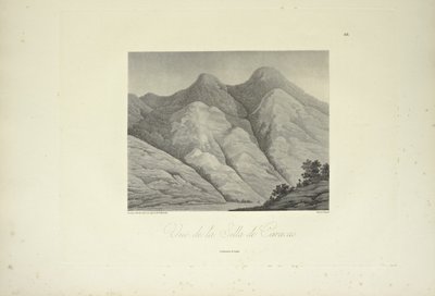 Utsikt over Silla de Caracas, tegnet av Marchais, gravert av Bouquet, illustrasjon fra 