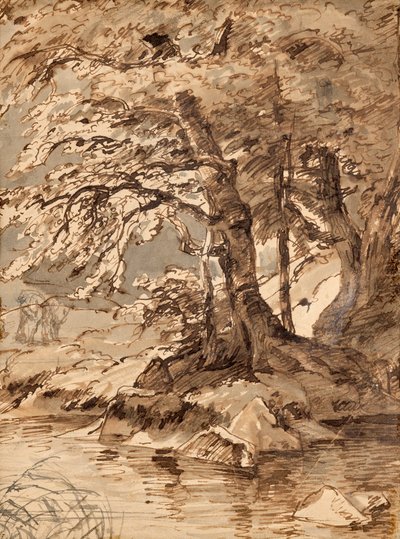 trestudie av Friedrich August Mathias Gauermann