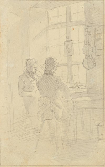 To menn som spiller fiolin av Friedrich August Mathias Gauermann