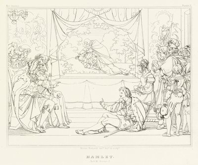 Hamlet, akt III, scene 2 (gravering) av Friedrich August Moritz Retzsch