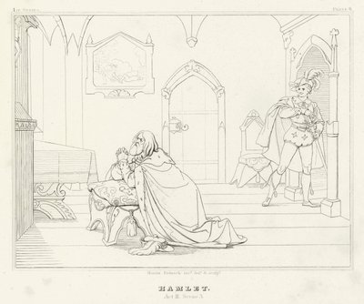 Hamlet, akt III, scene 3 (gravering) av Friedrich August Moritz Retzsch