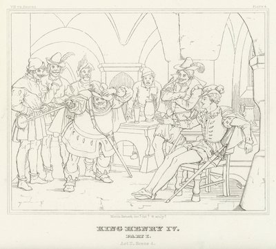 Kong Henrik IV, del I, akt II, scene 4 (gravering) av Friedrich August Moritz Retzsch