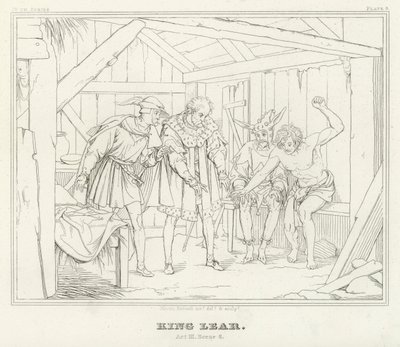 King Lear, akt III, scene 6 (gravering) av Friedrich August Moritz Retzsch