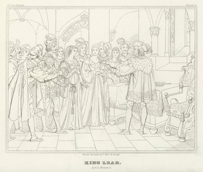 King Lear, akt I, scene 1 (gravering) av Friedrich August Moritz Retzsch