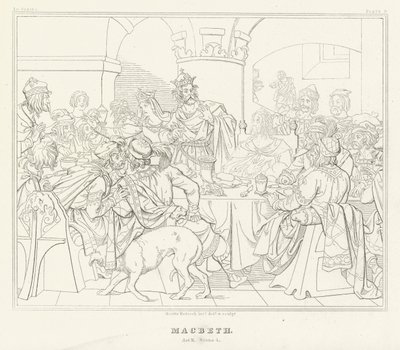 Macbeth, akt III, scene 4 (gravering) av Friedrich August Moritz Retzsch