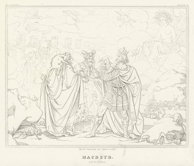 Macbeth, akt IV, scene 1 (gravering) av Friedrich August Moritz Retzsch