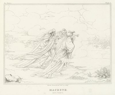 Macbeth, akt I, scene 1 (gravering) av Friedrich August Moritz Retzsch