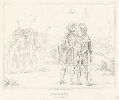 Macbeth, akt I, scene 3 (gravering) av Friedrich August Moritz Retzsch
