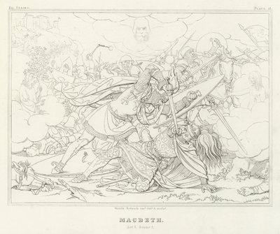 Macbeth, akt V, scene 7 (gravering) av Friedrich August Moritz Retzsch