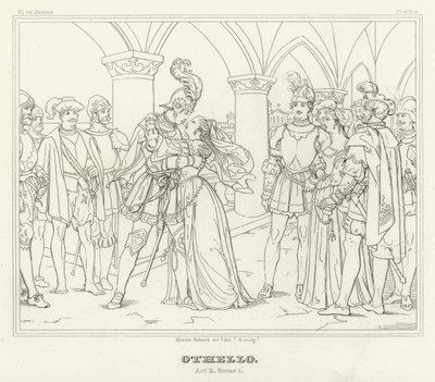 Othello, akt II, scene 1 (gravering) av Friedrich August Moritz Retzsch