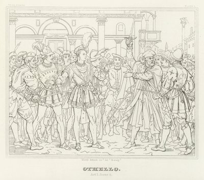Othello, akt I, scene 2 (gravering) av Friedrich August Moritz Retzsch