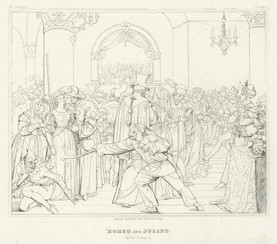Romeo og Julie, akt I, scene 5 (gravering) av Friedrich August Moritz Retzsch