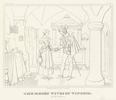 The Merry Wives of Windsor, akt III, scene 4 (gravering) av Friedrich August Moritz Retzsch