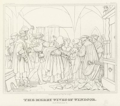 The Merry Wives of Windsor, akt IV, scene 2 (gravering) av Friedrich August Moritz Retzsch