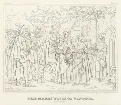 The Merry Wives of Windsor, Act I, Scene 1 (gravering) av Friedrich August Moritz Retzsch