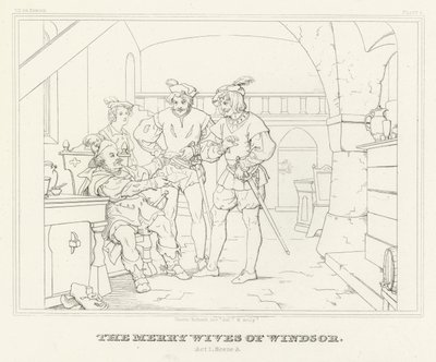 The Merry Wives of Windsor, Act I, Scene 3 (gravering) av Friedrich August Moritz Retzsch