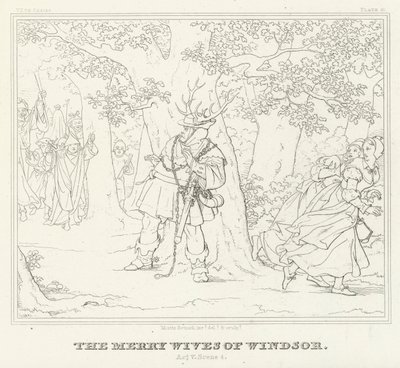 The Merry Wives of Windsor, Act V, Scene 4 (gravering) av Friedrich August Moritz Retzsch