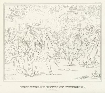 The Merry Wives of Windsor, Act V, Scene 4 (gravering) av Friedrich August Moritz Retzsch
