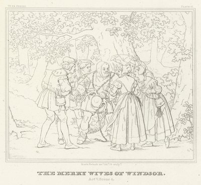 The Merry Wives of Windsor, Act V, Scene 4 (gravering) av Friedrich August Moritz Retzsch