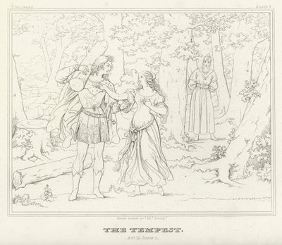 The Tempest, Act III, Scene 1 (gravering) av Friedrich August Moritz Retzsch