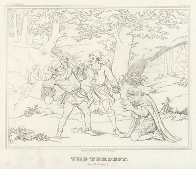 The Tempest, Act III, Scene 2 (gravering) av Friedrich August Moritz Retzsch