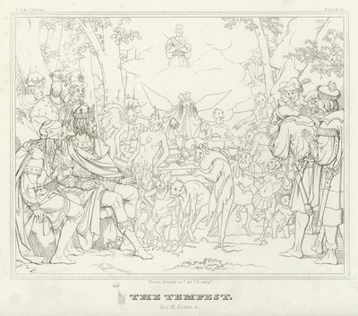 The Tempest, Act III, Scene 3 (gravering) av Friedrich August Moritz Retzsch