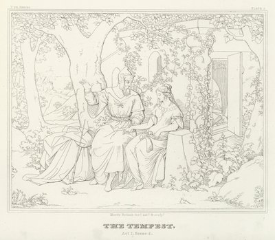 The Tempest, Act I, Scene 2 (gravering) av Friedrich August Moritz Retzsch