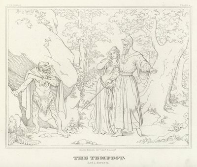 The Tempest, Act I, Scene 2 (gravering) av Friedrich August Moritz Retzsch