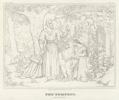 The Tempest, Act I, Scene 2 (gravering) av Friedrich August Moritz Retzsch