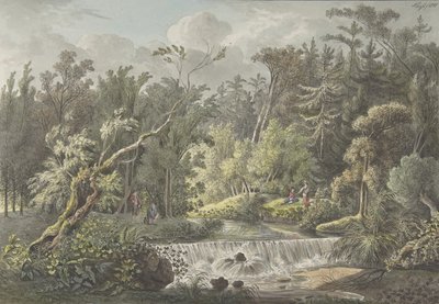 Landskap med foss, slutten av 1700-begynnelsen av 1800-tallet. av Friedrich Christian Klass