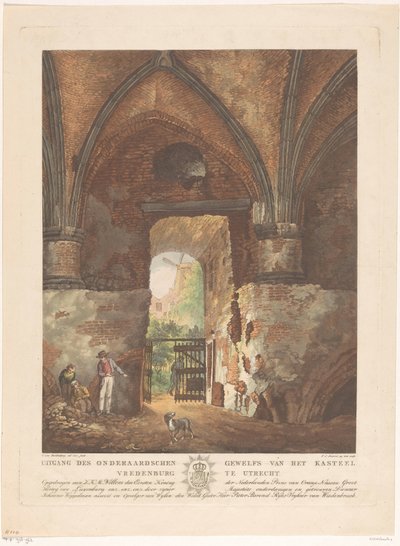 Utsikt fra det underjordiske hvelvet til Vredenburg slott i Utrecht av Friedrich Christoph Dietrich