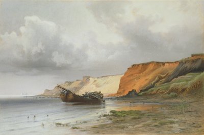 Vraket av en seilbåt ved øya Rugen, ca. 1890 av Friedrich Emil Neumann