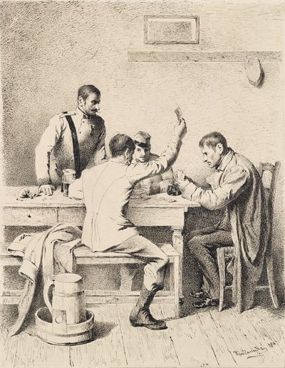 Soldater som spiller kort av Friedrich Friedländer Ritter von Malheim
