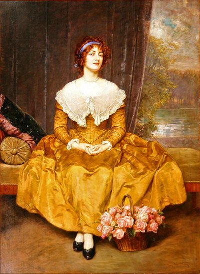 Portrett av en dame (olje på lerret) av Friedrich Georg Papperitz