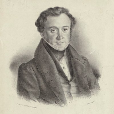 Portrett av komponisten Johann Wenzel Kalliwoda 1801-1866. av Friedrich Gustav Schlick