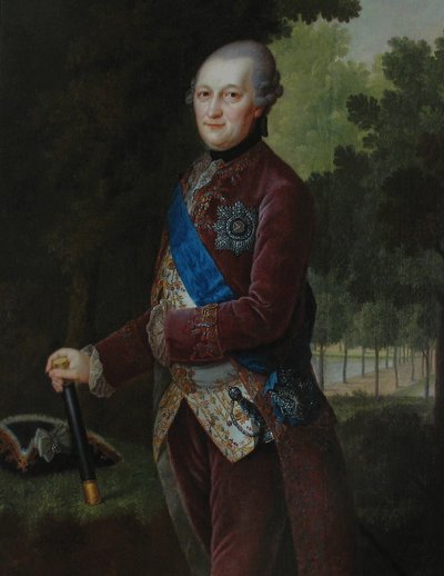 Portrett av Peter von Biron 1724-1800, hertug av Courland og Semigallia, 1781 av Friedrich Hartmann Barisien