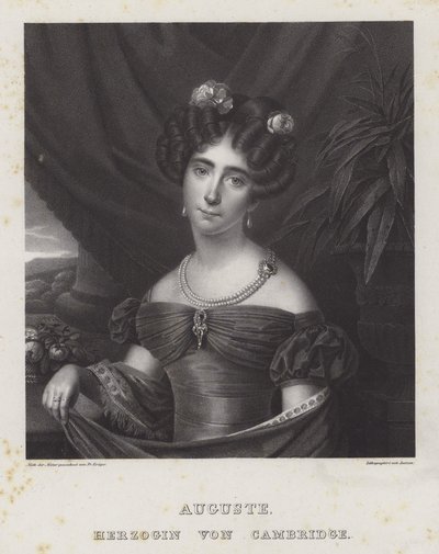 Augusta, hertuginne av Cambridge (litho) av Friedrich Jentzen