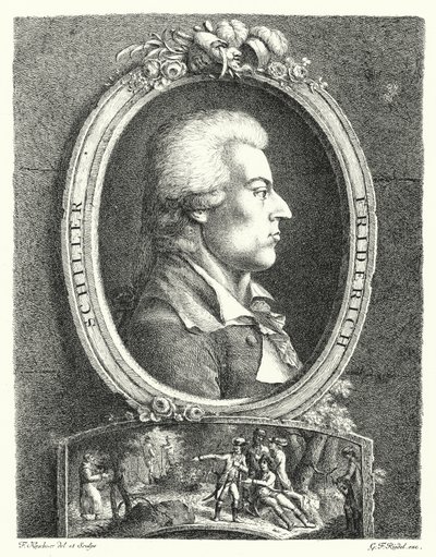 Friedrich Schiller , tysk poet, dramatiker og filosof (gravering) av Friedrich Kirschner