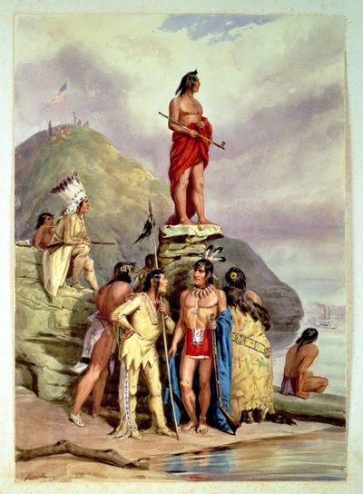 Gruppe indianere på en elvebredd, 1854 av Friedrich Kurz