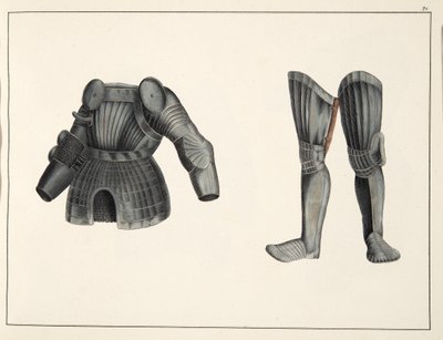 Rustning, plate fra A History of the Development and Customs of Chivalry, av Dr. Franz Kottenkamp, utgitt av Carl Hoffmann, 1842 av Friedrich Martin von Reibisch