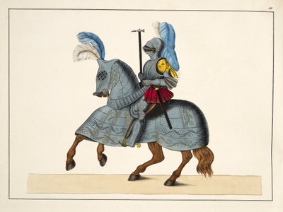Ridder og hest i rustning, plate fra 