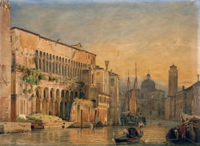 Canal Grande med Palazzo Fondaco dei Turchi av Friedrich Nerly