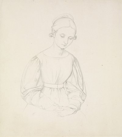 Portrett av kunstnerens kone, Nina, ca. 1830 (grafitt på papir) av Friedrich Overbeck
