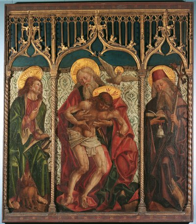 Den hellige treenighet mellom St. Mark og Antony Hermitage av Friedrich Pacher