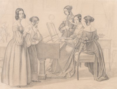 Musicale på Prellers, 1838. av Friedrich Preller