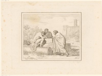 Tre unge menn Scener fra hverdagen i Italia Figur, prese dal vero, ed incise a aqua forte (serietittel) av Friedrich Rehberg