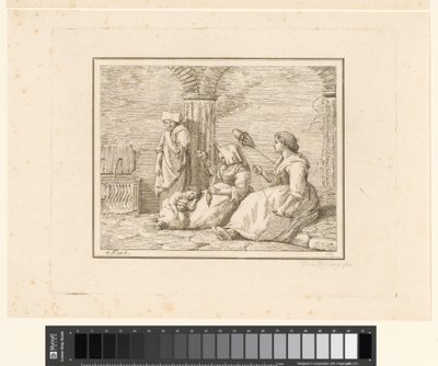 spinnende kvinner Scener fra hverdagen i Italia (serietittel) Figur prese dal vero (serietittel på objekt) av Friedrich Rehberg