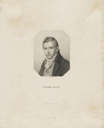Portrett av den historiske romanforfatteren og poeten Sir Walter Scott 1771-1832, ca 1825. av Friedrich Wilhelm Bollinger