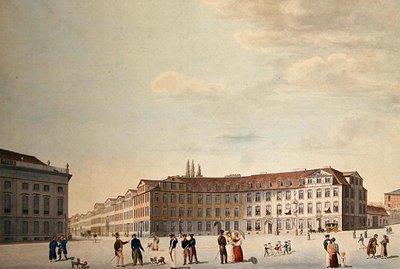Kongens plass i Kassel (penn og akvarell på papir) av Friedrich Wilhelm Selig