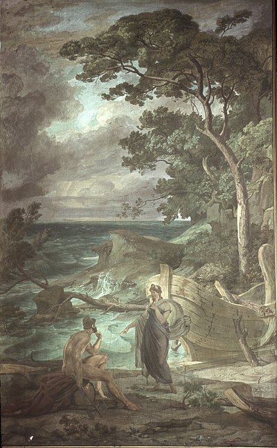 Ankomst av Odysseus til nymfen Calypso, Scener fra Odysseen av Friedrich the Elder Preller